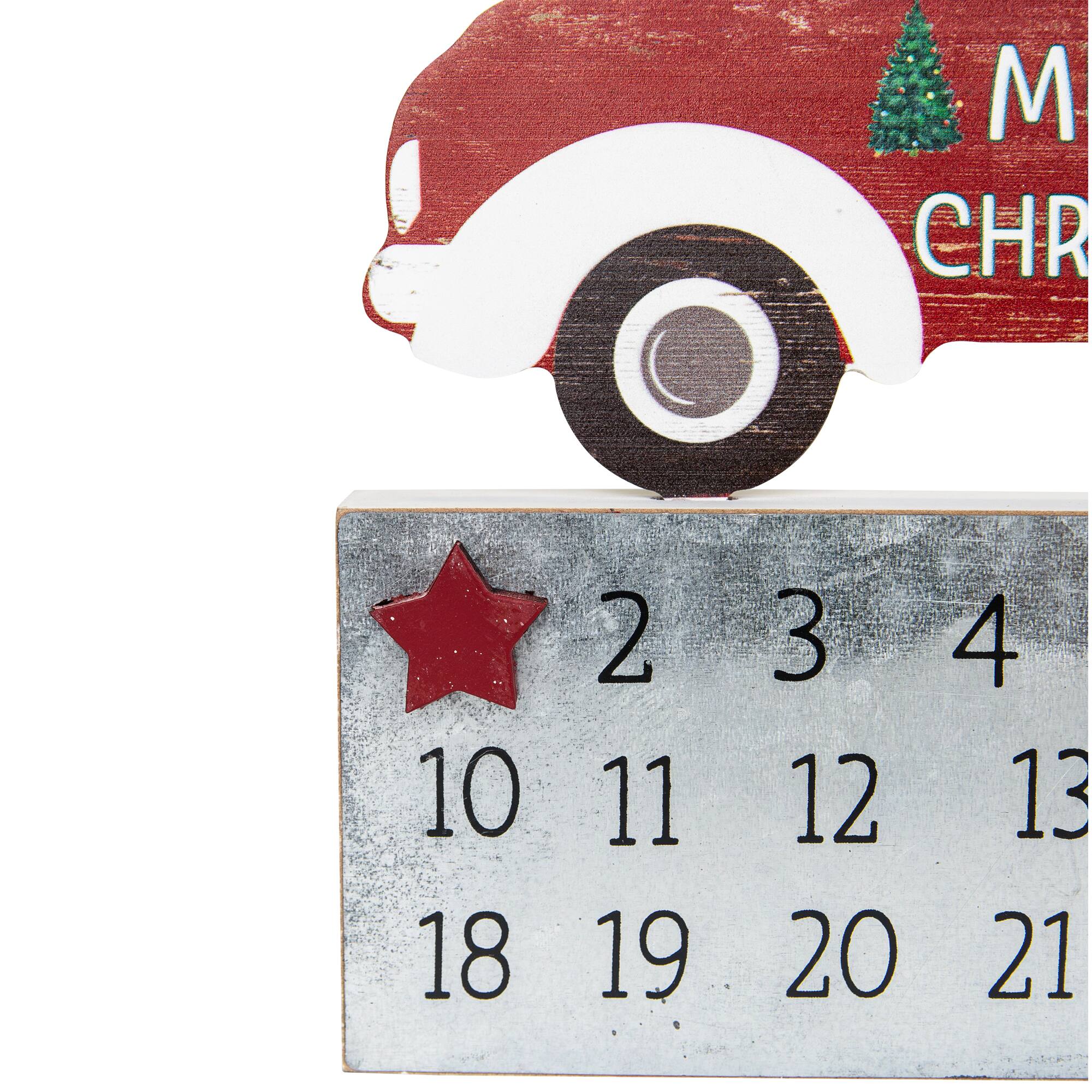 Alt View 5. Northlight - Merry Christmas Truck Wooden Advent Calendar - 9" - Red.