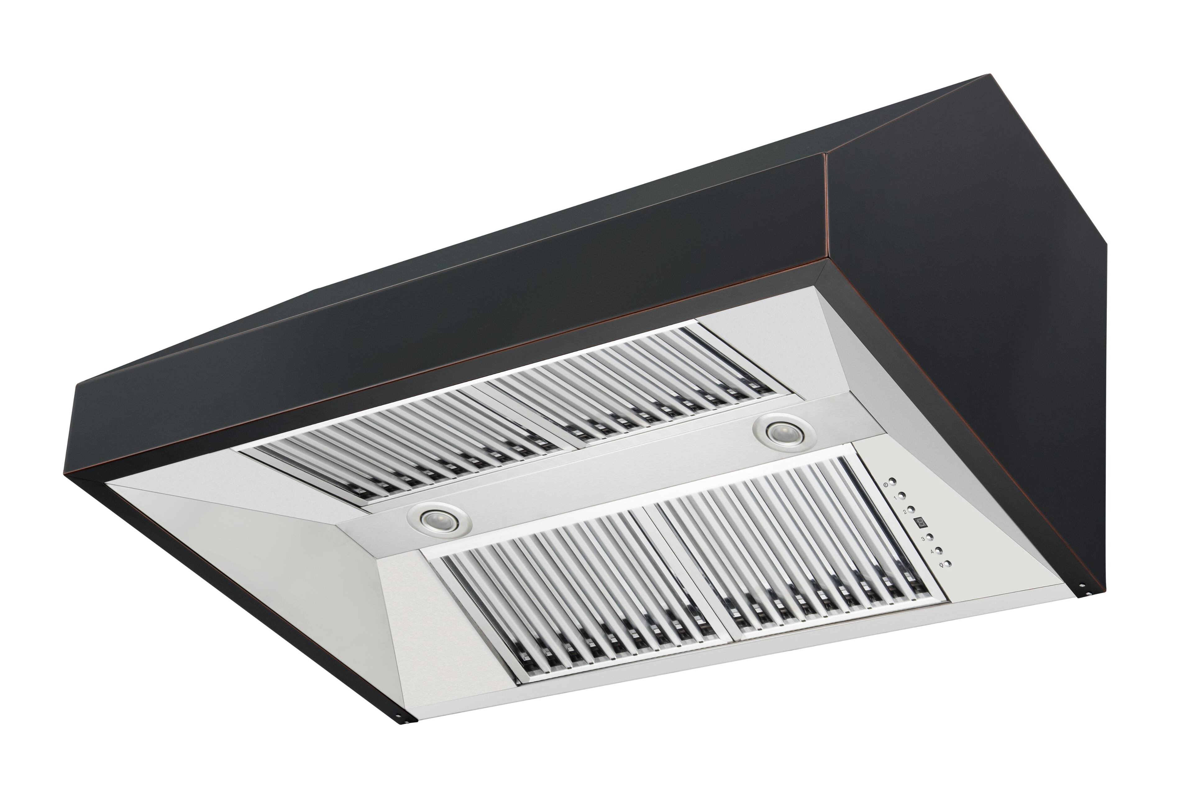 Back. ZLINE - 36" Externally Vented Range Hood - Black/Oil-Rubbed Bronze With Copper Accents.