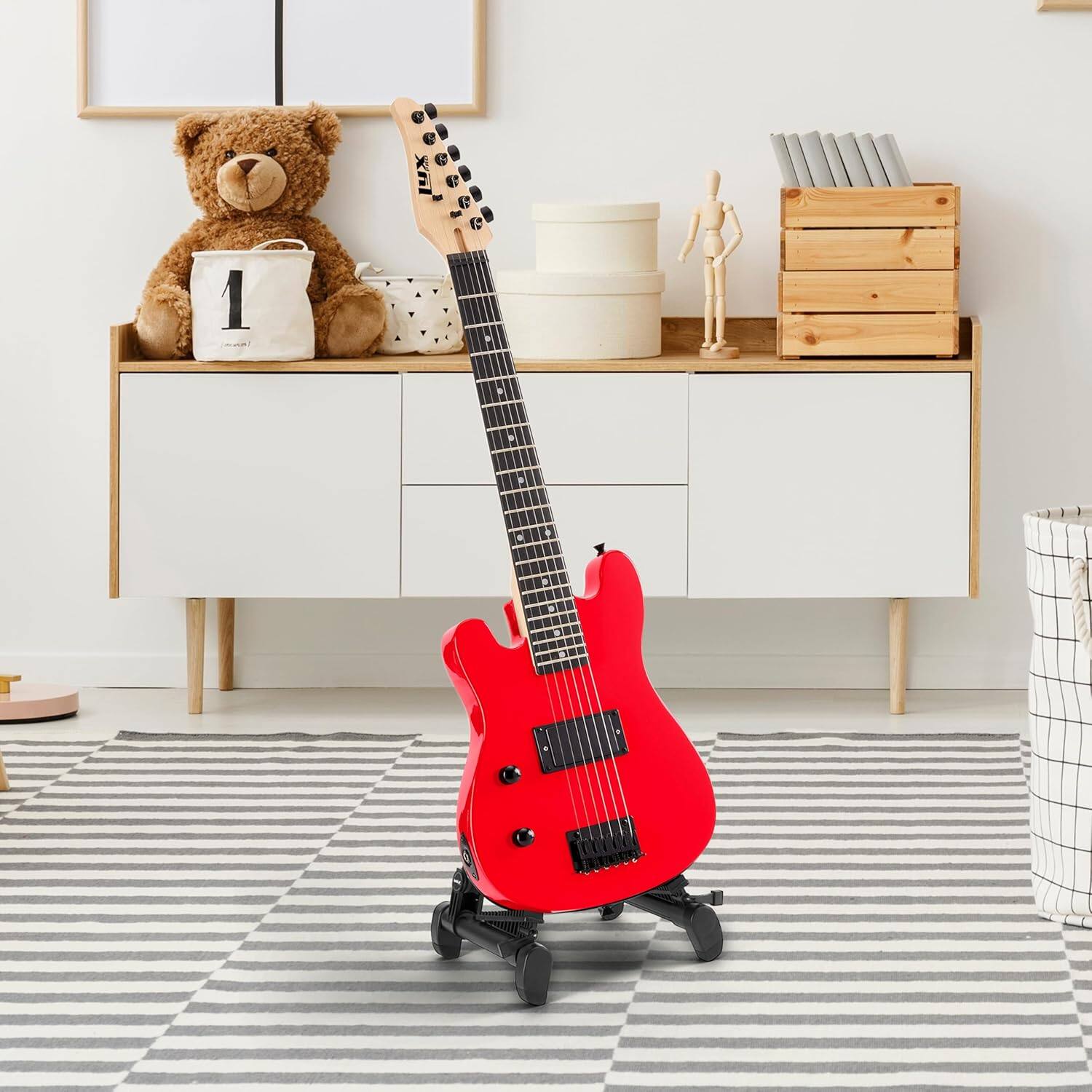 Alt View 7. Lyxpro - CS 30” Beginner Electric Guitar Kit with Guitar, Amp Cable, 6 Picks & More - Red.