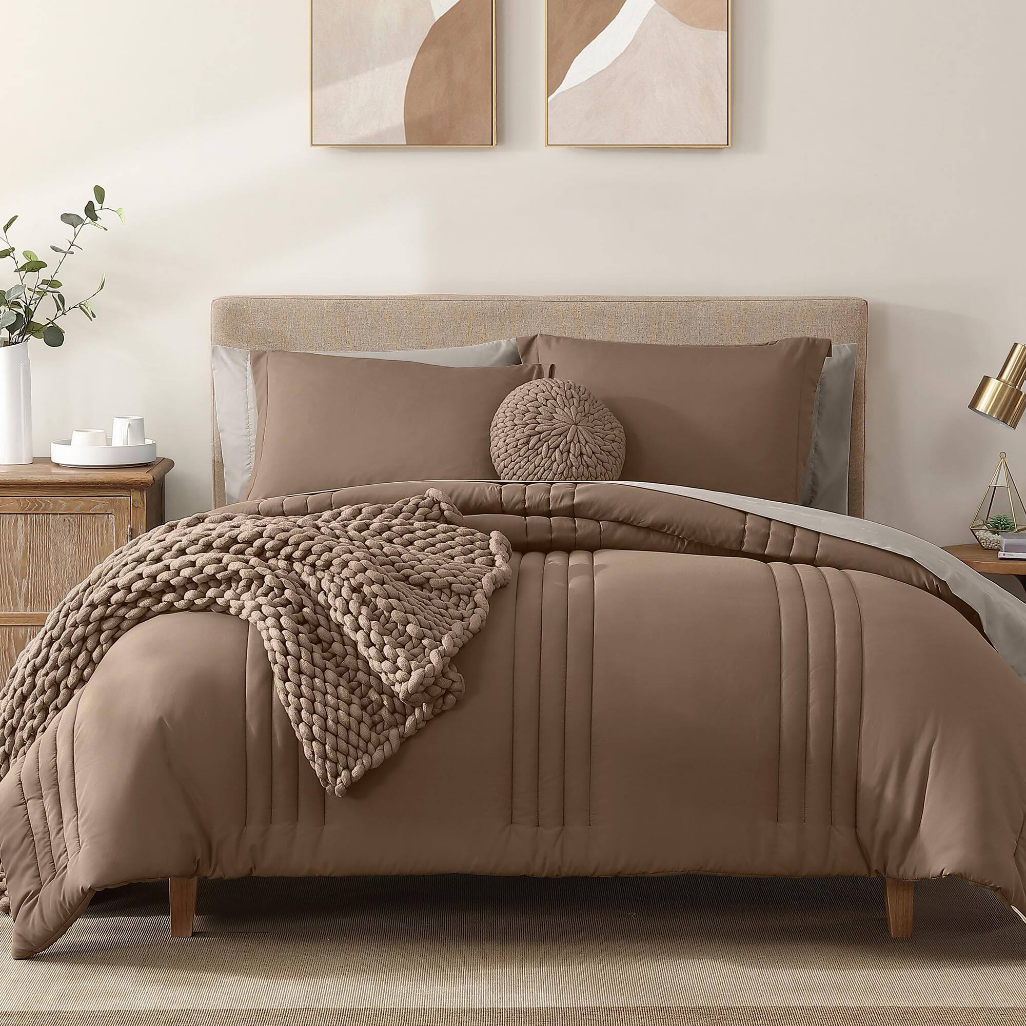 VEGA AUTOMOTIVE - Raw Umber All-Season Bed-in-a-Bag Comforter Set with Sheets & Pillowcases - Raw Umber Full(80"X90")