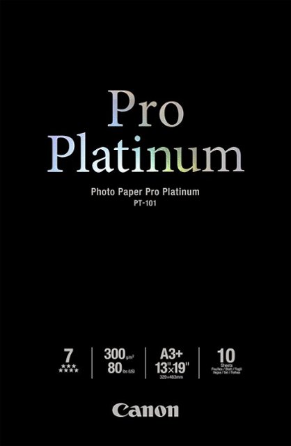 Front Zoom. Canon - PT-101 Pro Platinum Glossy Photo 13" x 19" 10-count Paper - white.