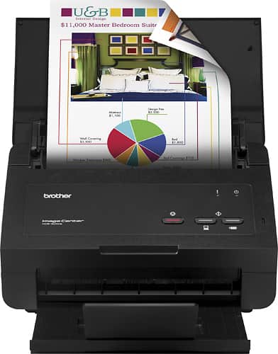 Brother - ADS-2000E ImageCenter Duplex Color Scanner - Black - Larger Front
