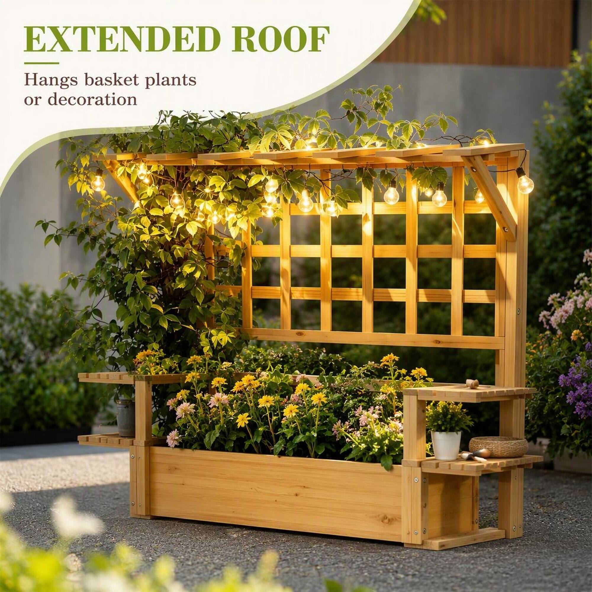 EXTENDED ROOF  
Hangs basket plants or decoration