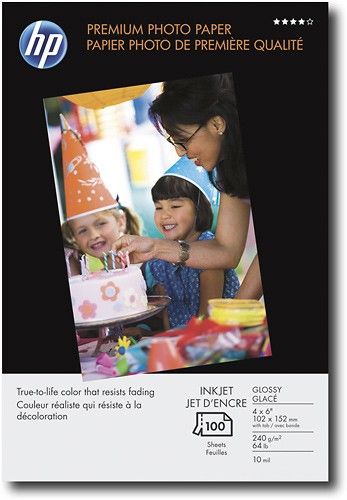  HP - 100-Pack 4&quot; x 6&quot; Glossy Photo Paper