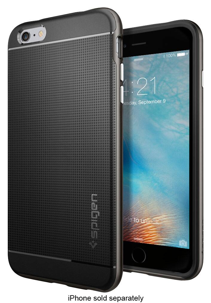 Front. Spigen - Neo Hybrid Carrying Case for Apple® iPhone® 6 Plus and 6s Plus - Gunmetal.