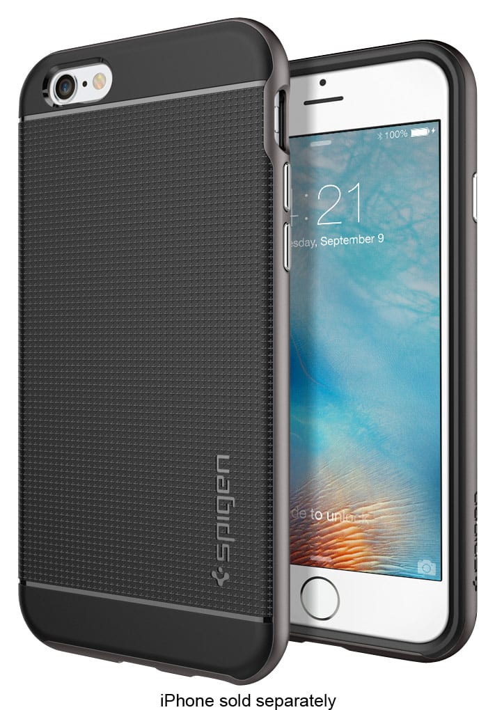 Front. Spigen - Neo Hybrid Carrying Case for Apple® iPhone® 6 and 6s - Gunmetal.
