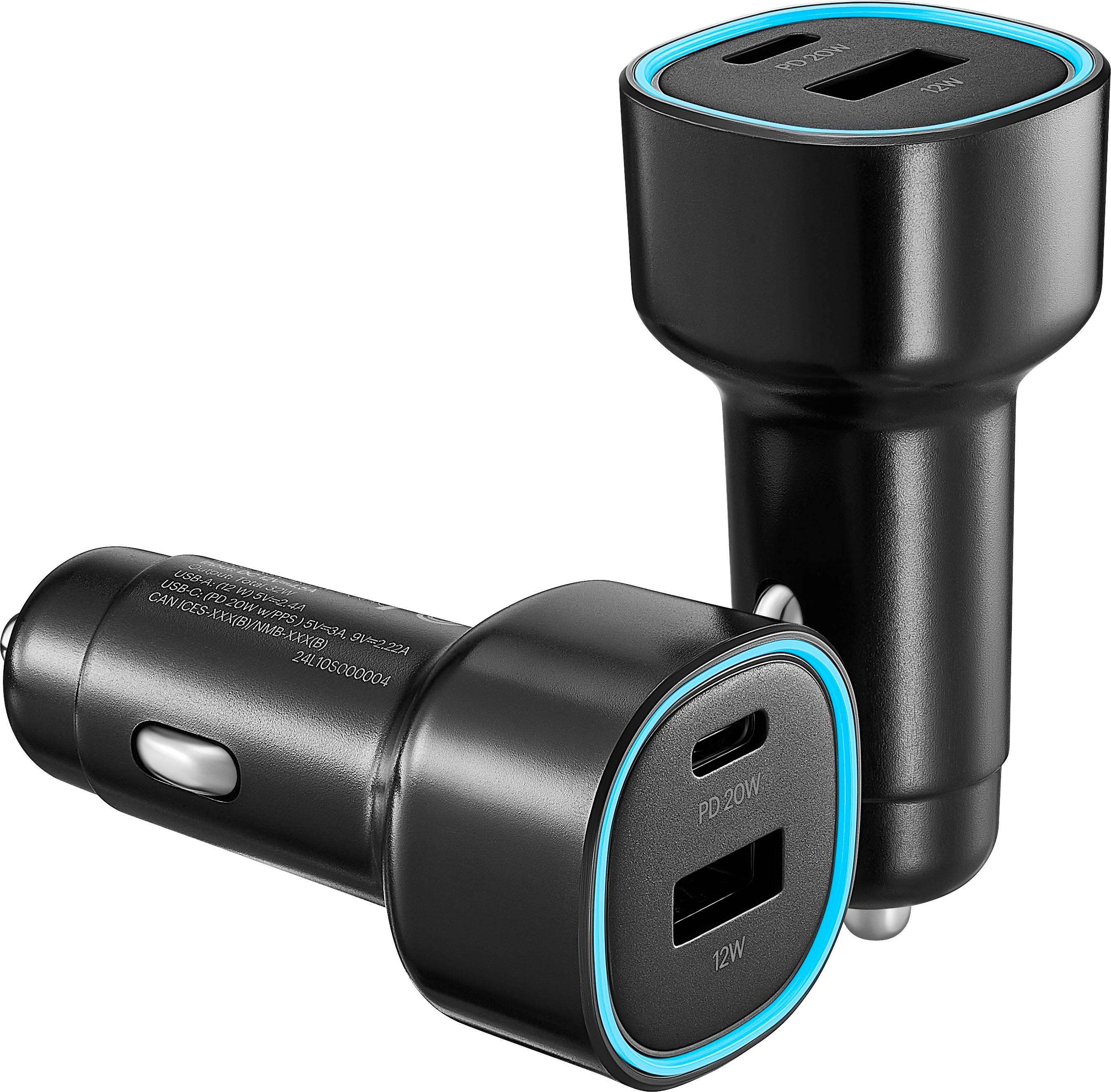 The image shows two black electronic devices, one of which is a USB-C charger with a blue light. The other device is a charger with a blue light as well. The charger has a USB-C plug and is labeled with the text "P0204 NEN US8- COVN USB-C: d 1T2 O CAN (90 WSP2 wS A5 ICES 20W w//PPS ICES-XXX(B)/NMB-XXX(B) XXXIB) NMB- SVRA WMB-XXX(B) 92 22A 24L 05000004 PD 20W 12W A5 ICES."