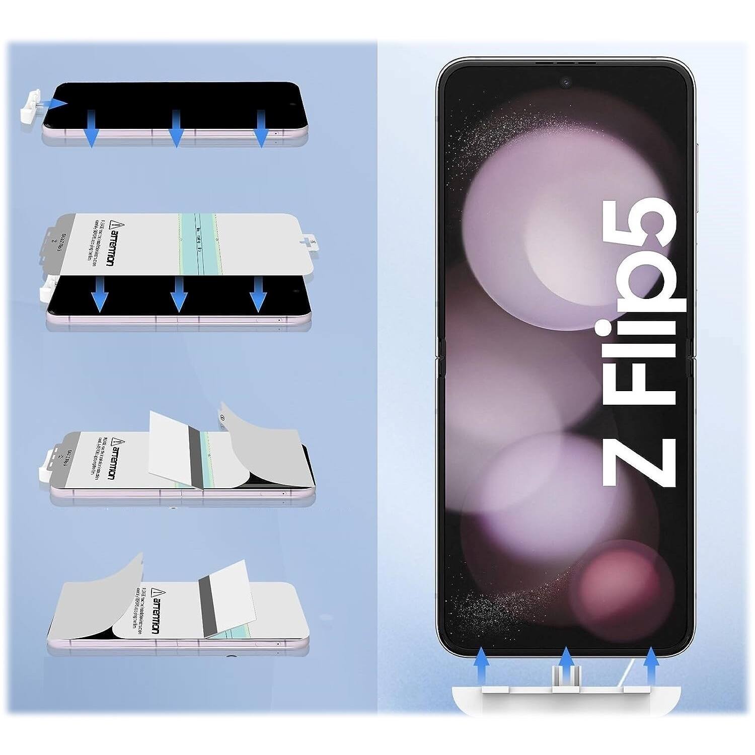 Alt View 13. SaharaCase - ZeroDamage Ultra Strong+ Tempered Glass + Film Screen Protector for Samsung Galaxy Z Flip5 (2-Pack) - Clear.