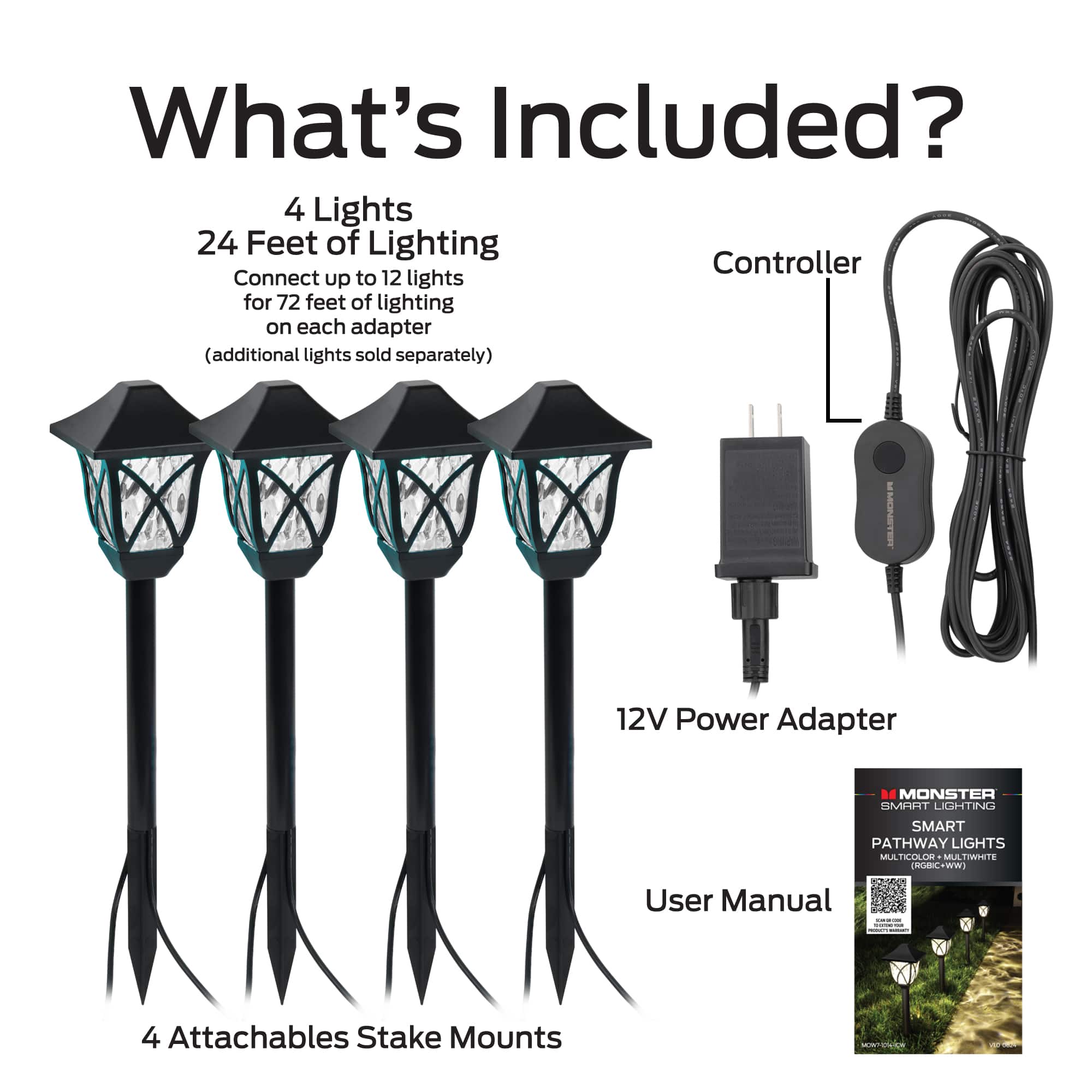 Monster - Smart 4-Pack Outdoor Pathway Lights, Multiwhite Landscape Lights, Wi-Fi App & Voice Control, Weather-Resistant - Multicolor Monster - Smart 4-Pack Outdoor Pathway Lights, Multiwhite Landscape Lights, Wi-Fi App & Voice Control, Weather-Resistant - Multicolor - Image 7
