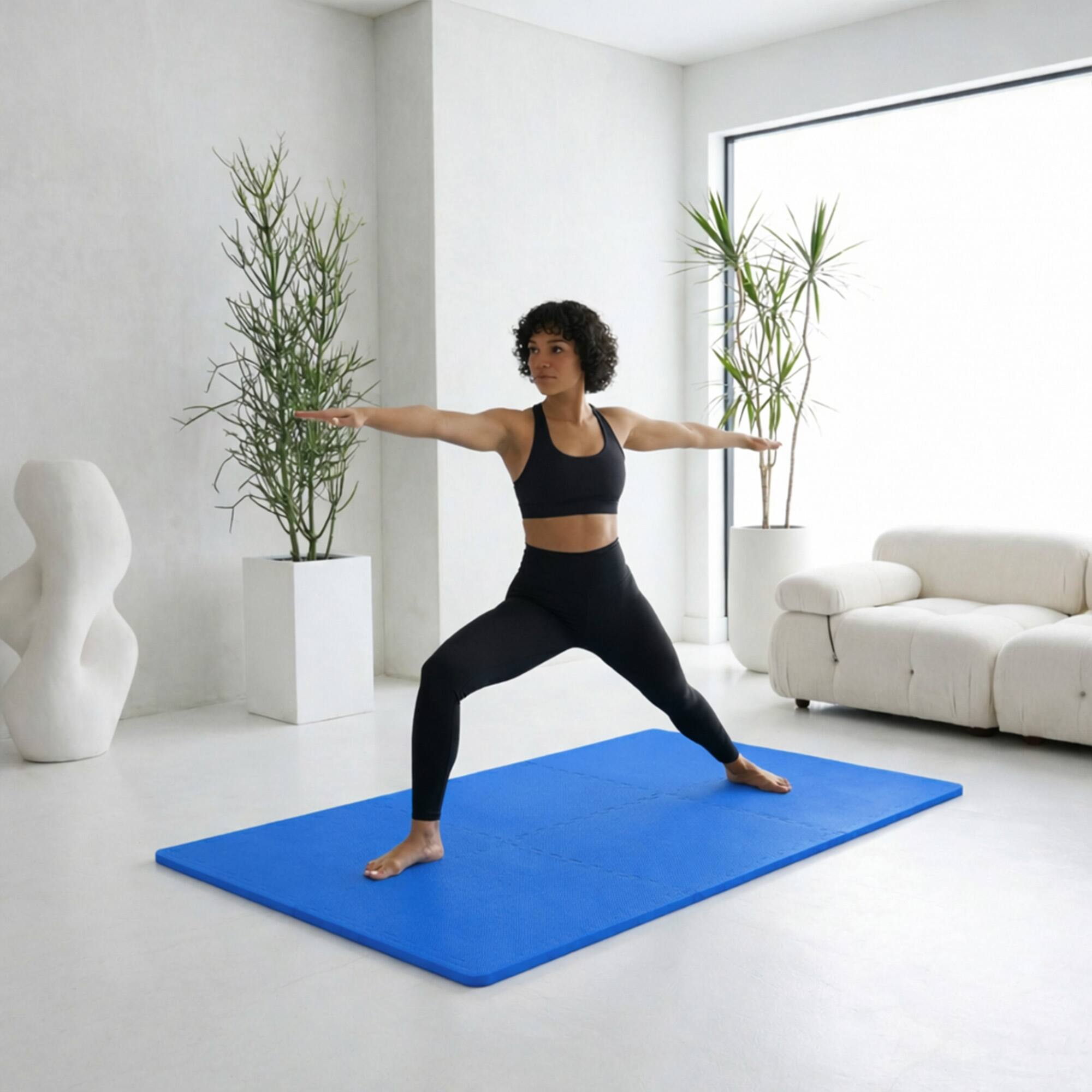 Alt View 3. BalanceFrom Fitness - BalanceFrom Fitness 72 Sq Ft Interlocking EVA Foam Exercise Mat Tiles, Blue - Blue.