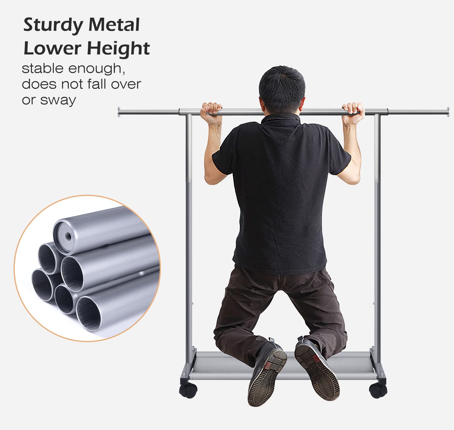 Sturdy Metal Lower Height  
stable enough, does not fall over or sway