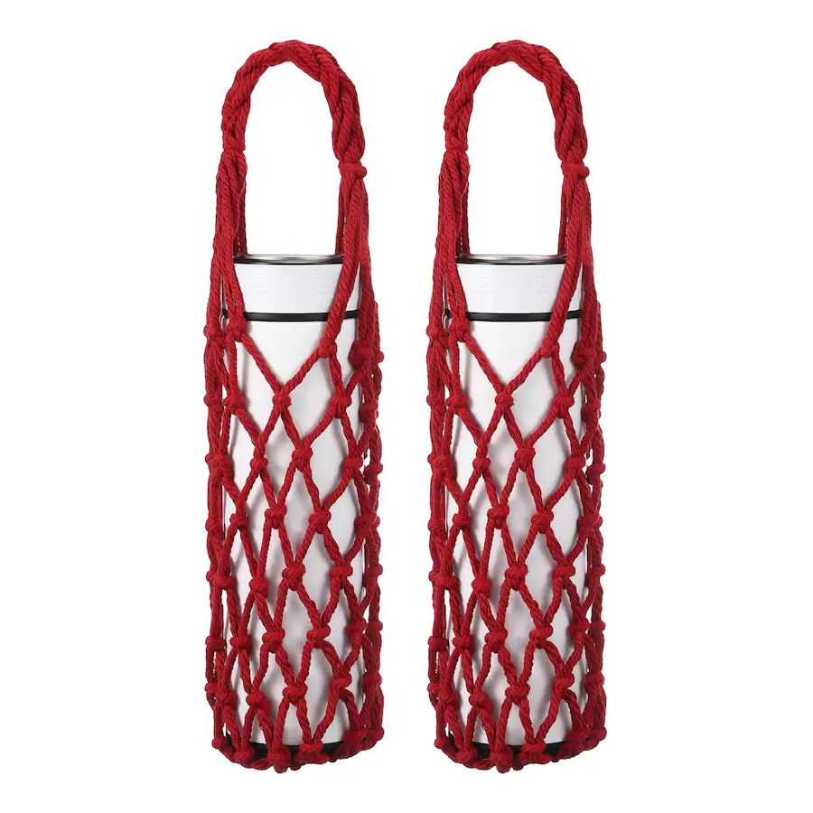 Hand Twisted Rope Unique Bargains 2pcs Crochet Water Bottle Carrier Bag, Handwoven Cotton ...