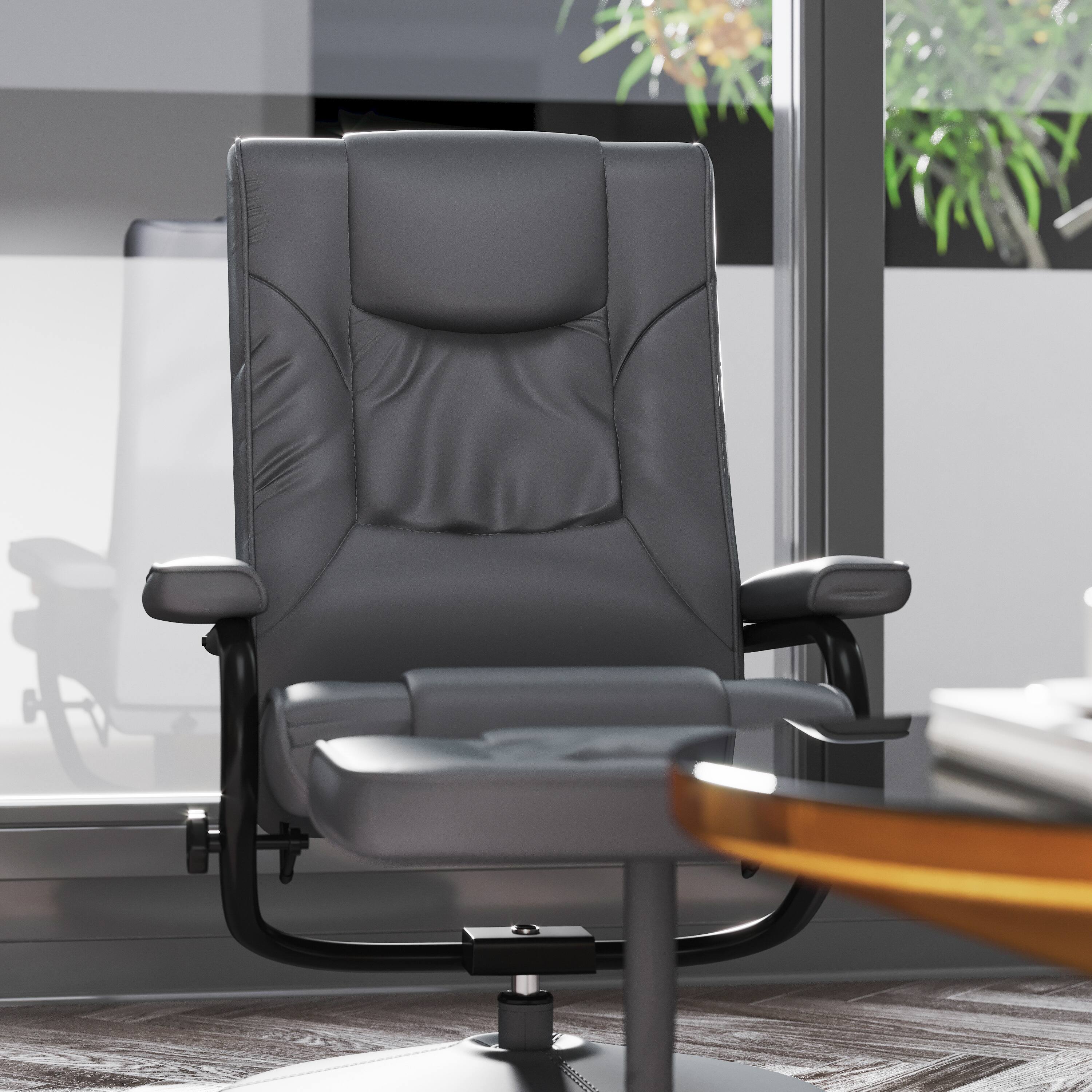 Alt View 4. Emma + Oliver - Contemporary Multi-Position Recliner & Ottoman w/ Wrapped Base - Gray.
