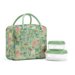 Fit & Fresh - 7039CX3909 Bloomington Lunch Bag Kit - Sage Bows and Flower Board