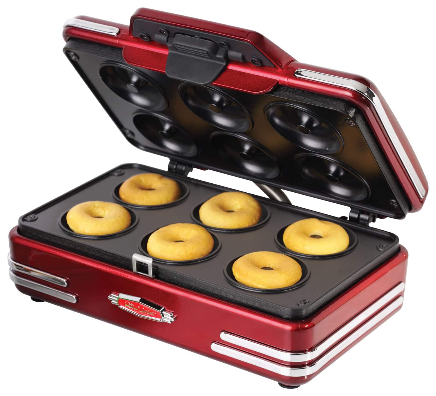 Angle. Nostalgia - Retro Series '50s-Style Mini Donut Maker - Red.