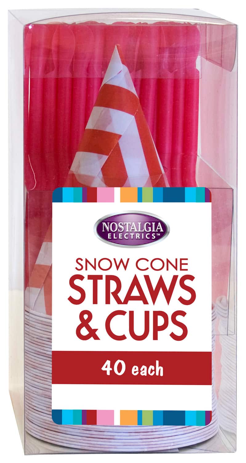 Angle. Nostalgia - Snow Cone Straws and Cups - Red/White.
