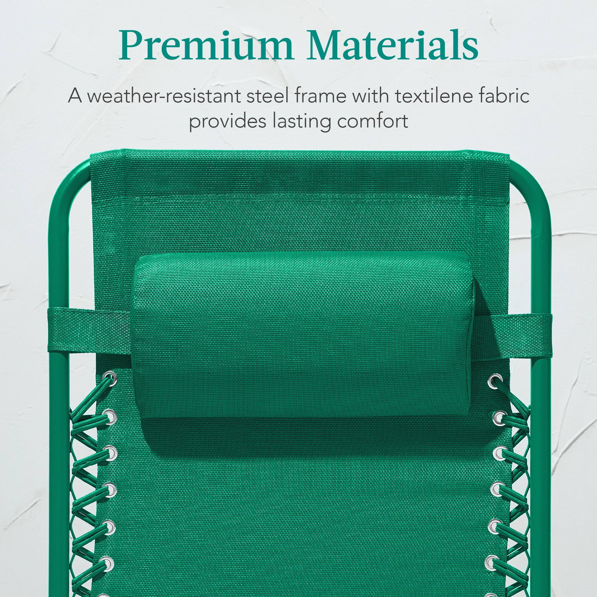 Premium Materials

A weather-resistant steel frame with textilene fabric provides lasting comfort