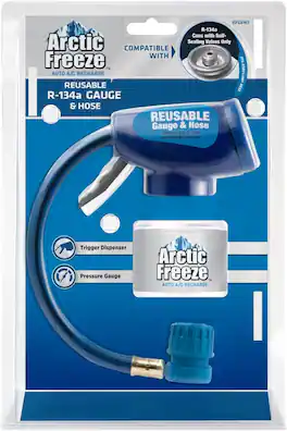 HQRP - Arctic Freeze Reusable R-134A AC Recharge Gauge & Hose Kit with Trigger and 90° Coupler for Self-Sealing Cans