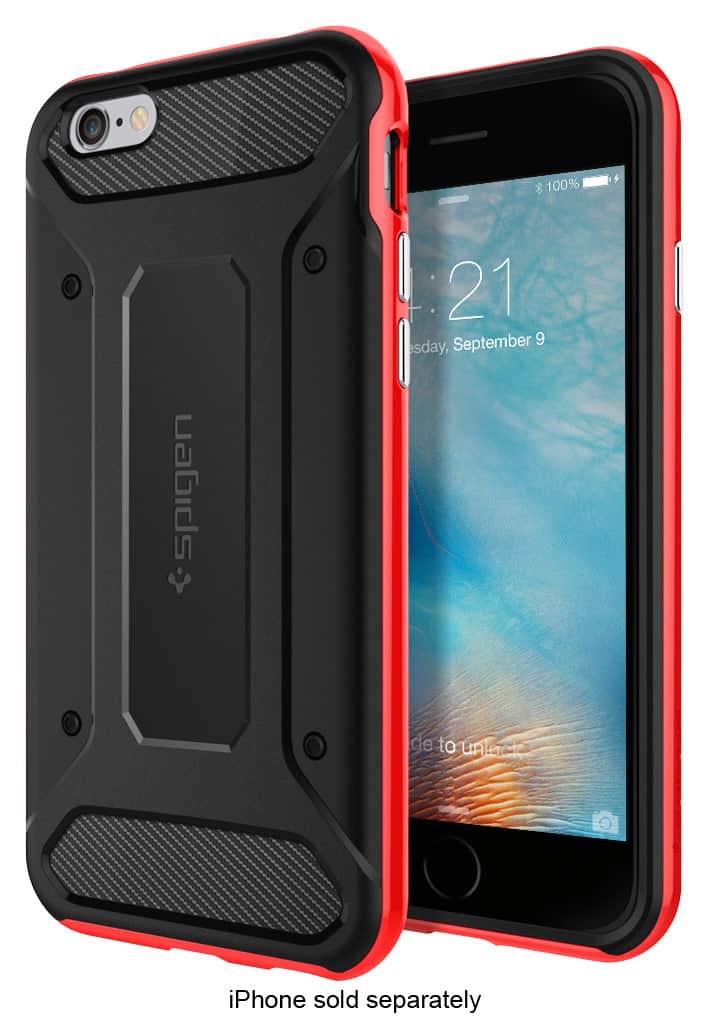 Front. Spigen - Neo Hybrid Carbon Carrying Case for Apple® iPhone® 6 and 6s - Dante Red.