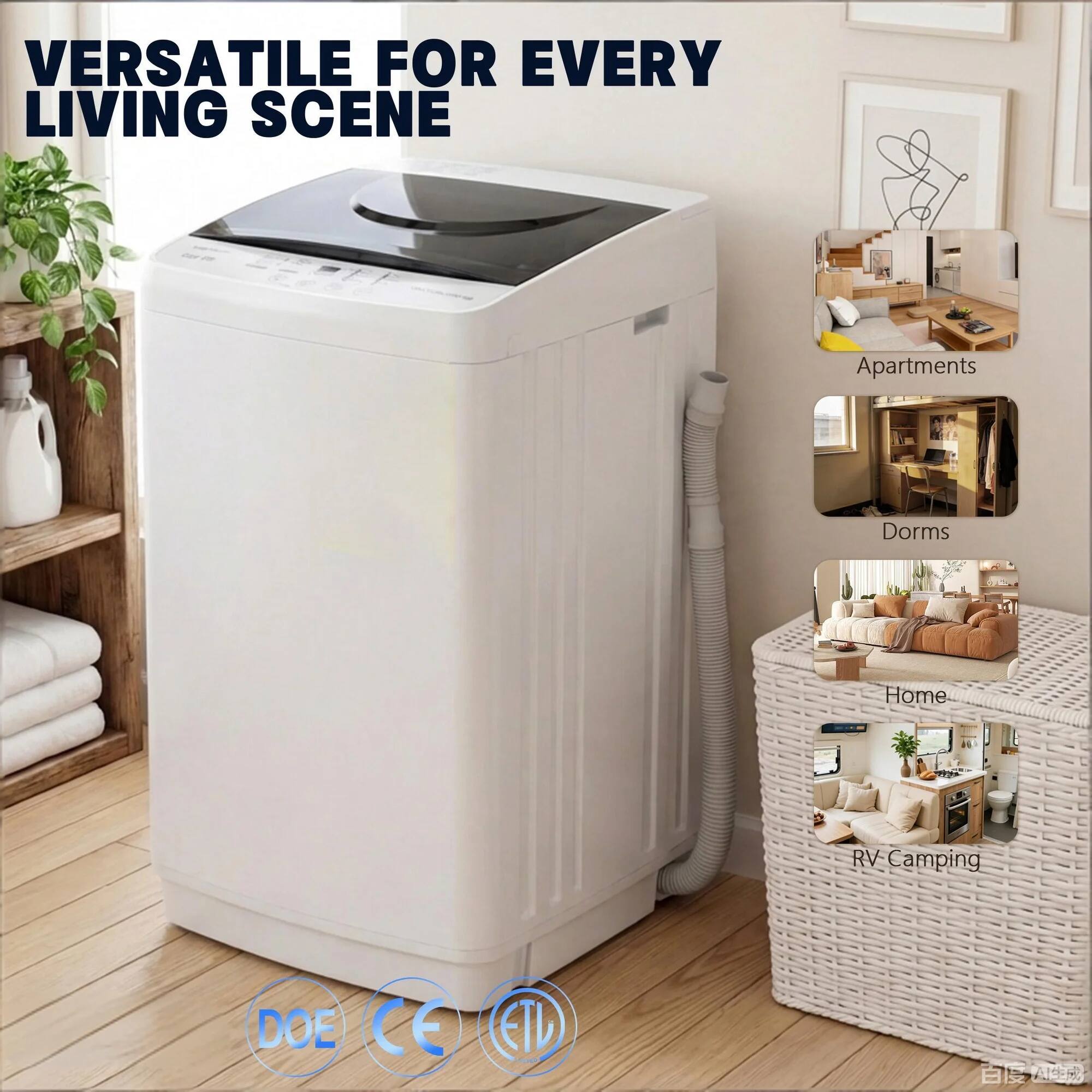 VERSATILE FOR EVERY LIVING SCENE

Apartments  
Dorms  
Home  
RV Camping  

DOE  
CE  
ETL