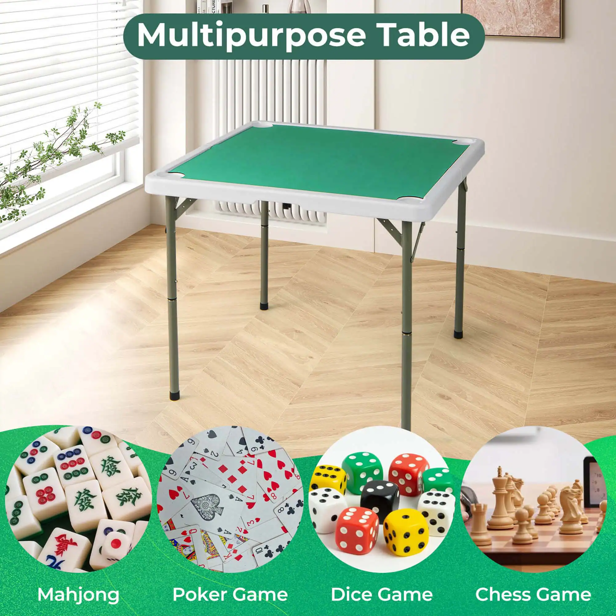 Multipurpose Table

- Mahjong
- Poker Game
- Dice Game
- Chess Game
