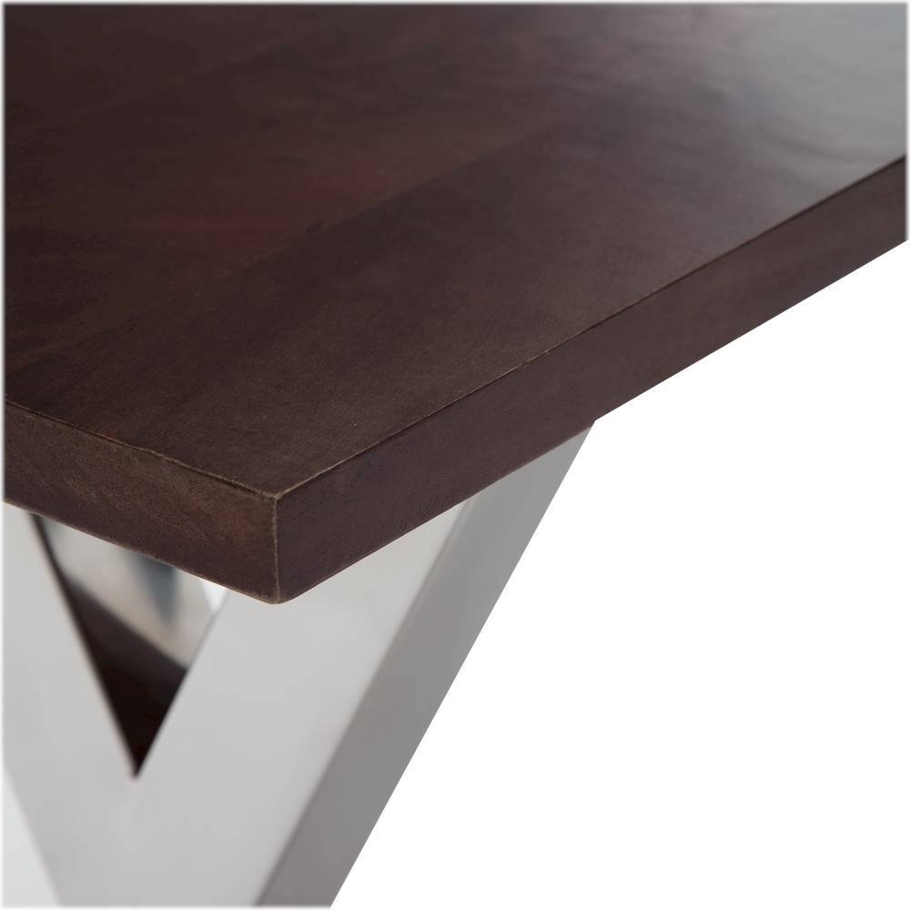 Alt View 12. Finch - Rectangular Stainless Steel and Mango Wood Backless Bench - Dark Walnut Brown.