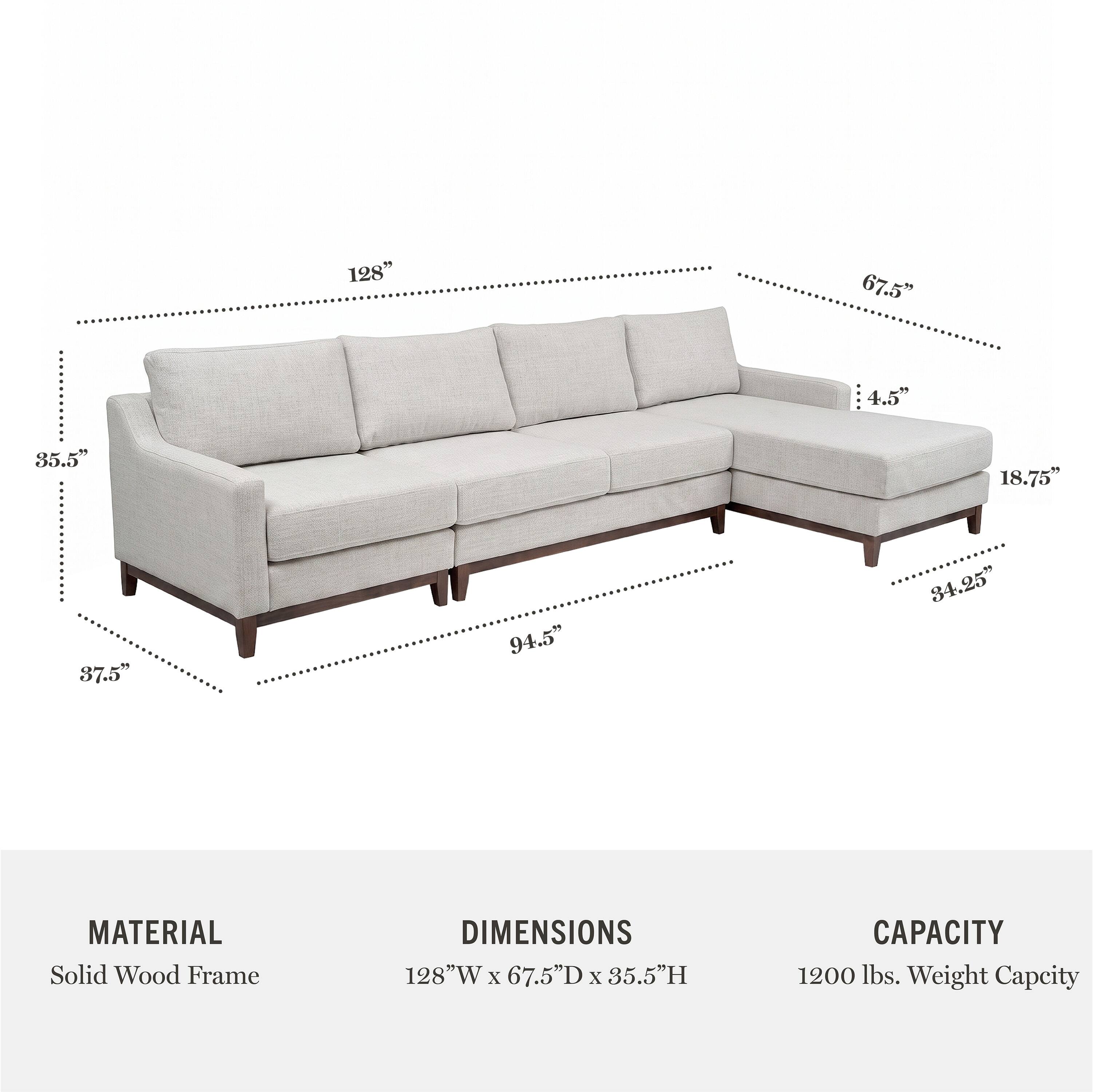 128"  
67.5"  
4.5"  
35.5"  
18.75"  
37.5"  
94.5"  
34.25"  

MATERIAL  
Solid Wood Frame  

DIMENSIONS  
128"W x 67.5"D x 35.5"H  

CAPACITY  
1200 lbs. Weight Capacity