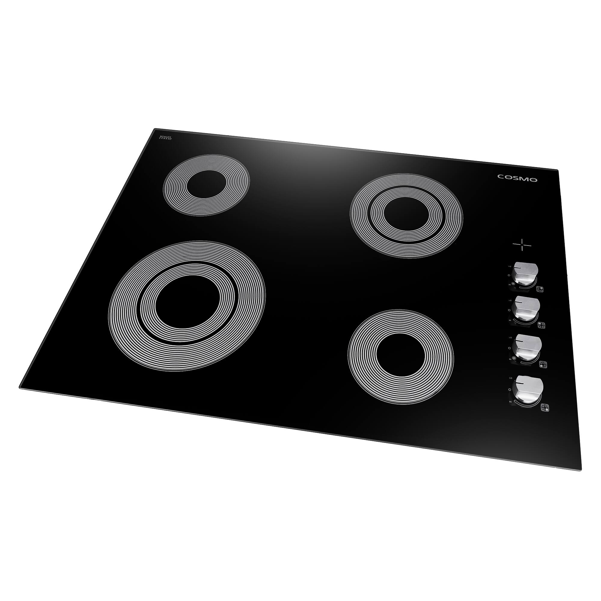 Alt View 4. COSMO - COS-304ECC 30 in. Electric Ceramic Glass Cooktop with 4 Burners, Dual Zone Elements, Control Knobs - Black.