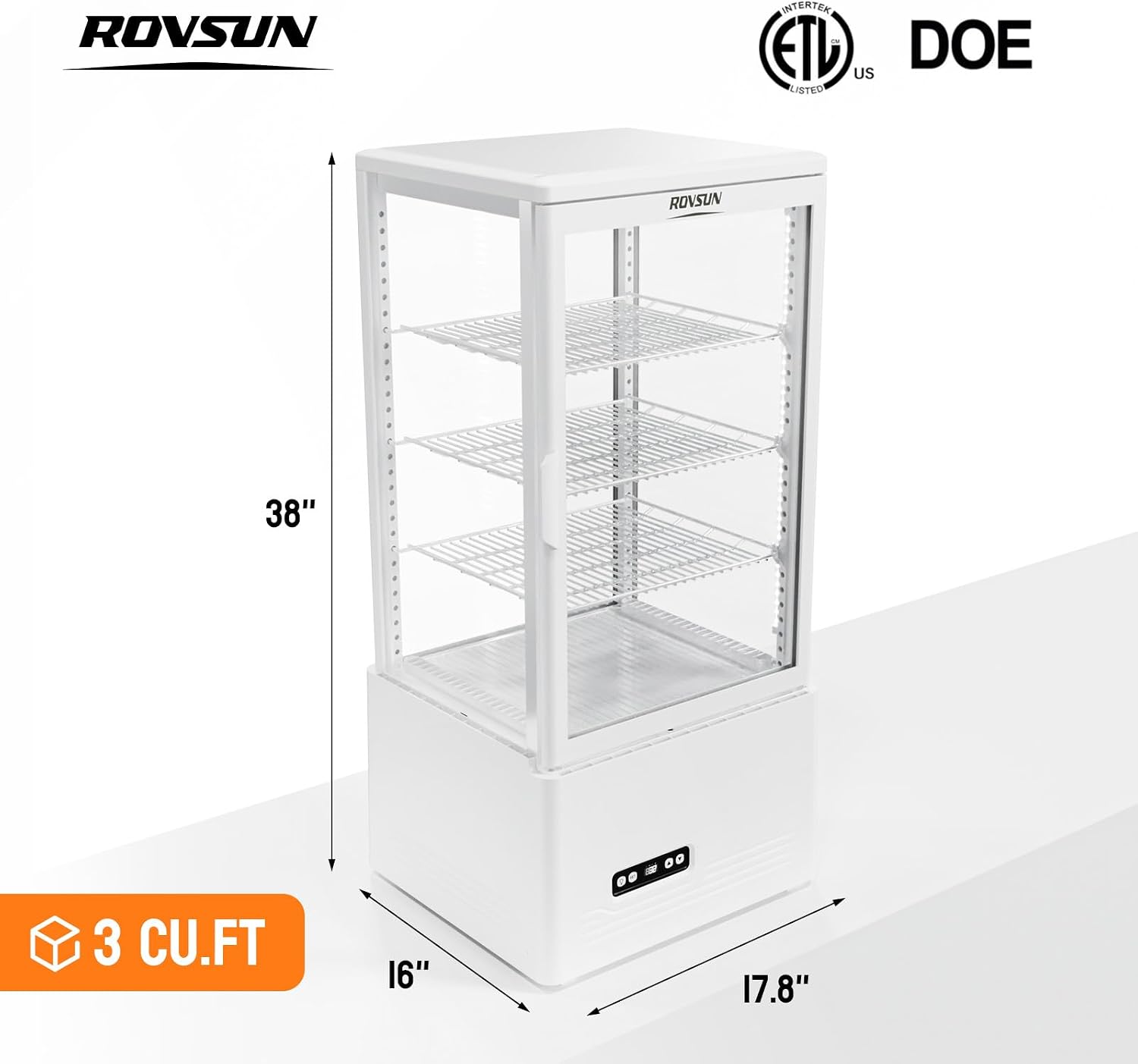 ROVSUN  
INTERTEK ETL DOE US LISTED  
ROVSUN  
38"  
3 CU.FT  
16"  
17.8"