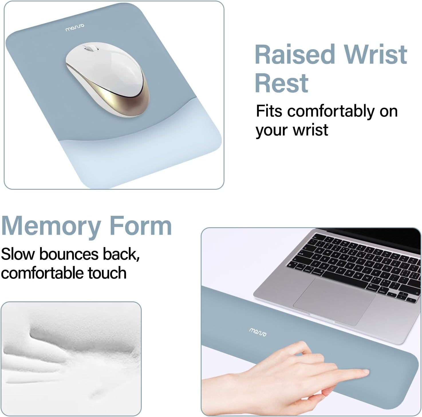 maruro Raised Wrist Rest Fits comfortably on your wrist Memory Form Slow bounces back, comfortable touch