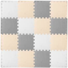 ProSource - ProsourceFit Kids Solid Floor Play Mat 3/8-in, 16 sf - White/Grey/Beige