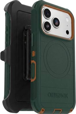 OtterBox - iPhone 18 Pro & iPhone 17 Pro (Only) - Defender Series Case - Holster Clip Included - Snaps on MagSafe - Green Intrigue