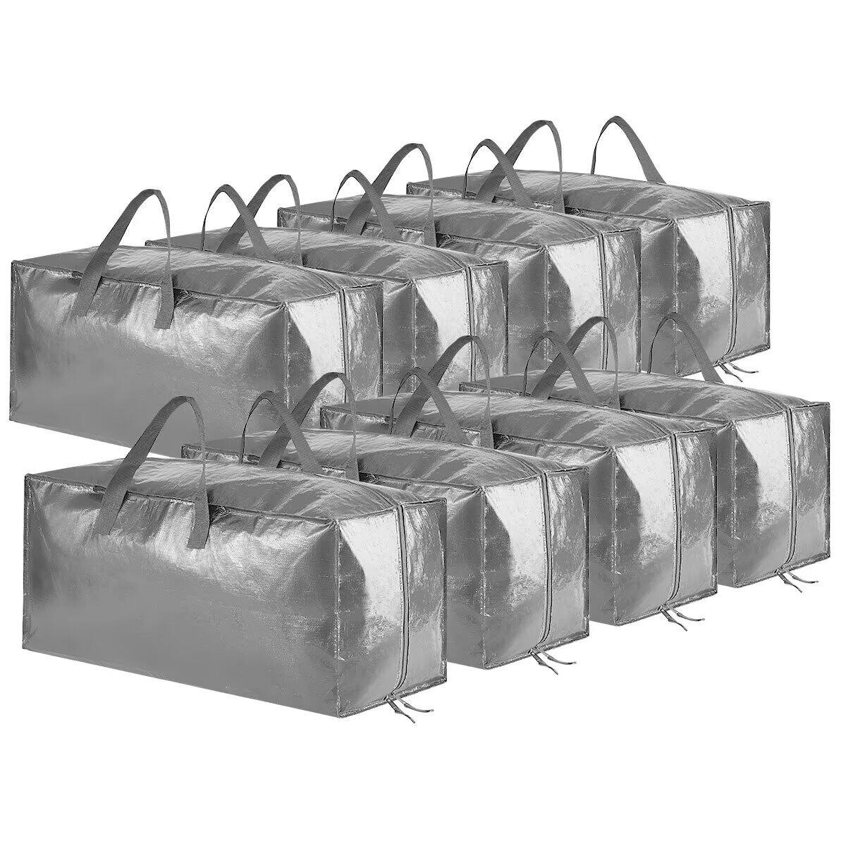Front. Tooloton - 8 Pack Large Moving Bags with Straps, College Dorm Packing Supplies, Grey - Grey.