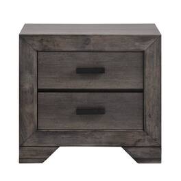 FurniFact - Gray Oak 2-Drawer Wooden Nightstand for Modern Bedroom Furniture - Grey Oak