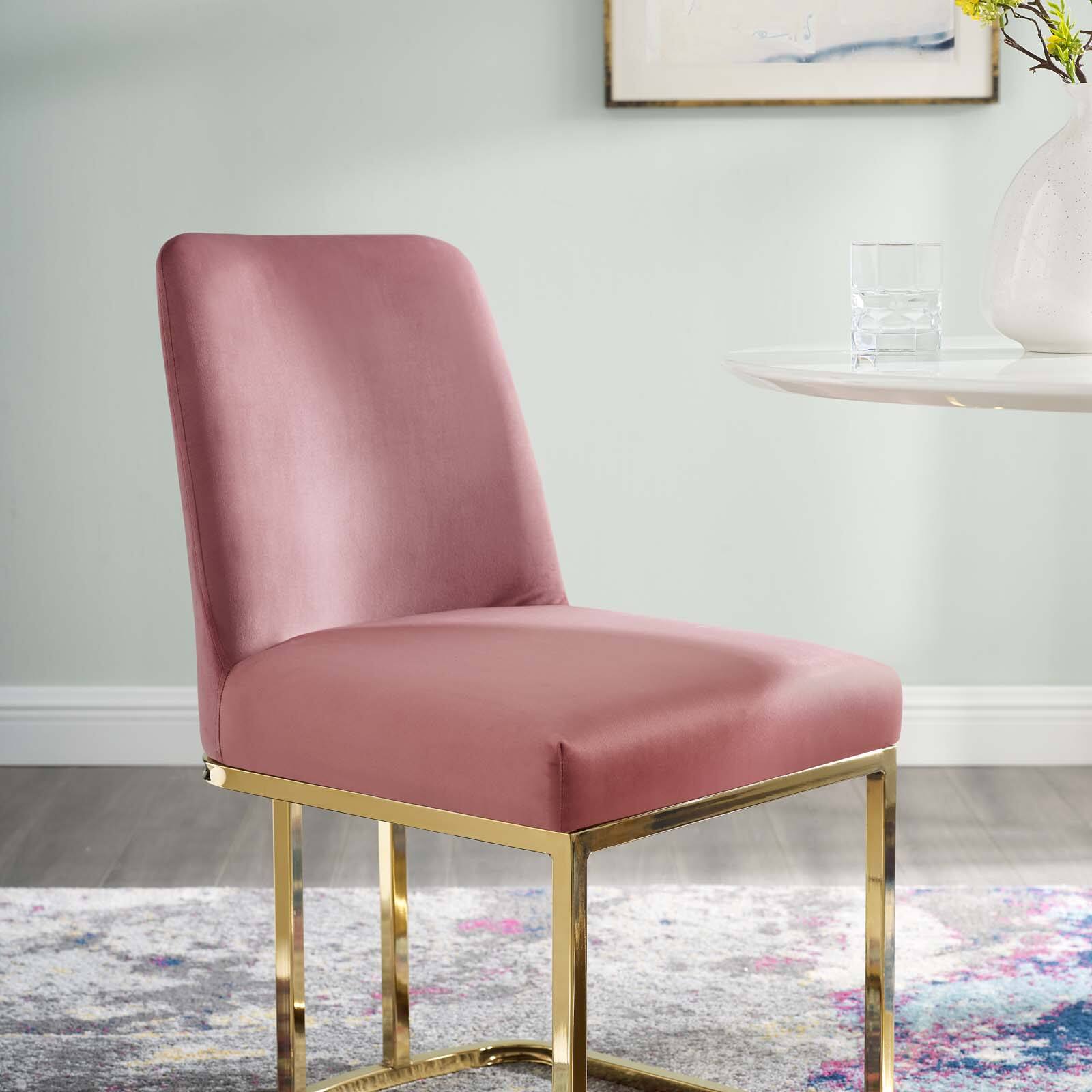 Alt View 1. Modway - Amplify Sled Base Performance Velvet Dining Side Chair by Modway - Gold Dusty Rose.