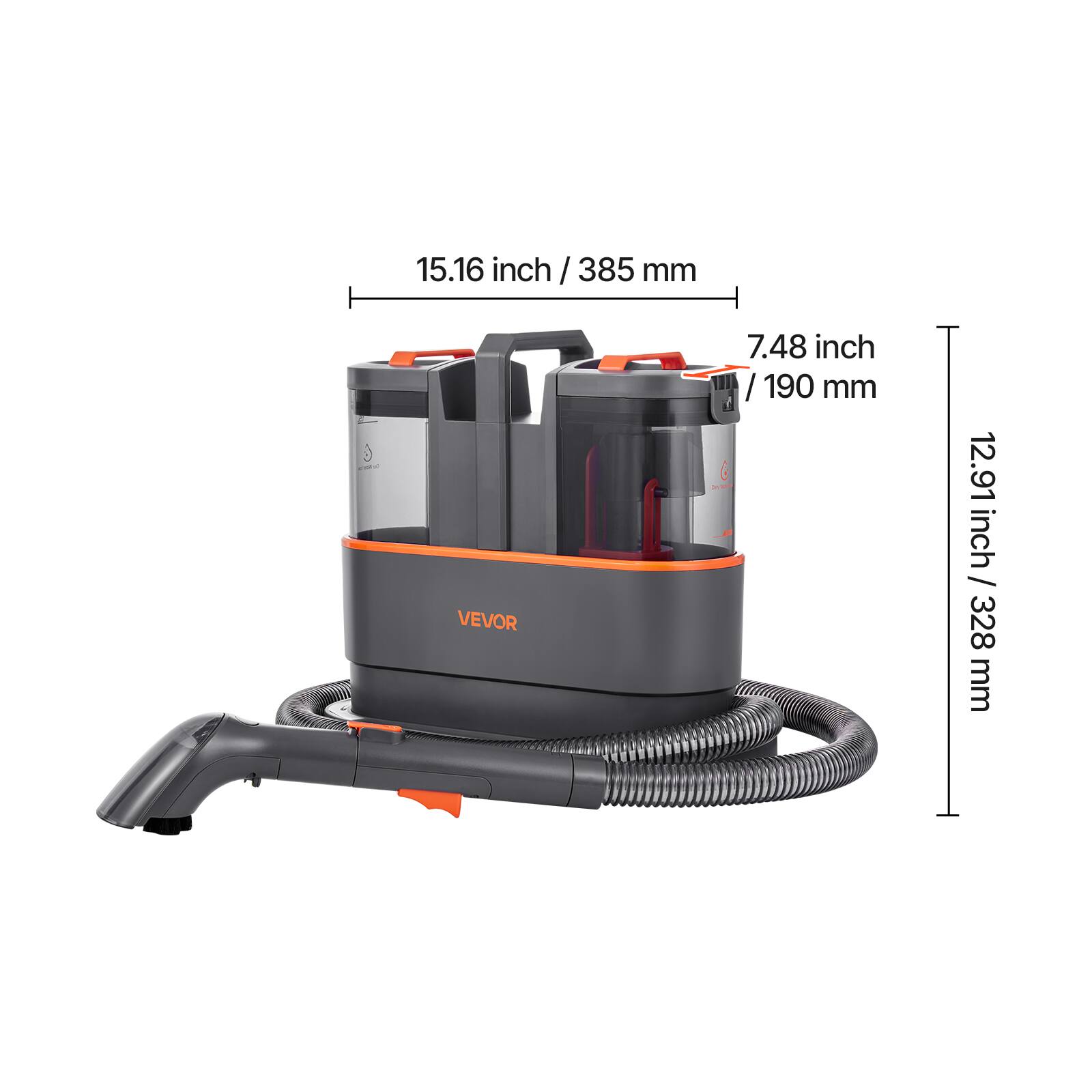 15.16 inch / 385 mm

VEVOR

7.48 inch / 190 mm

12.91 inch / 328 mm