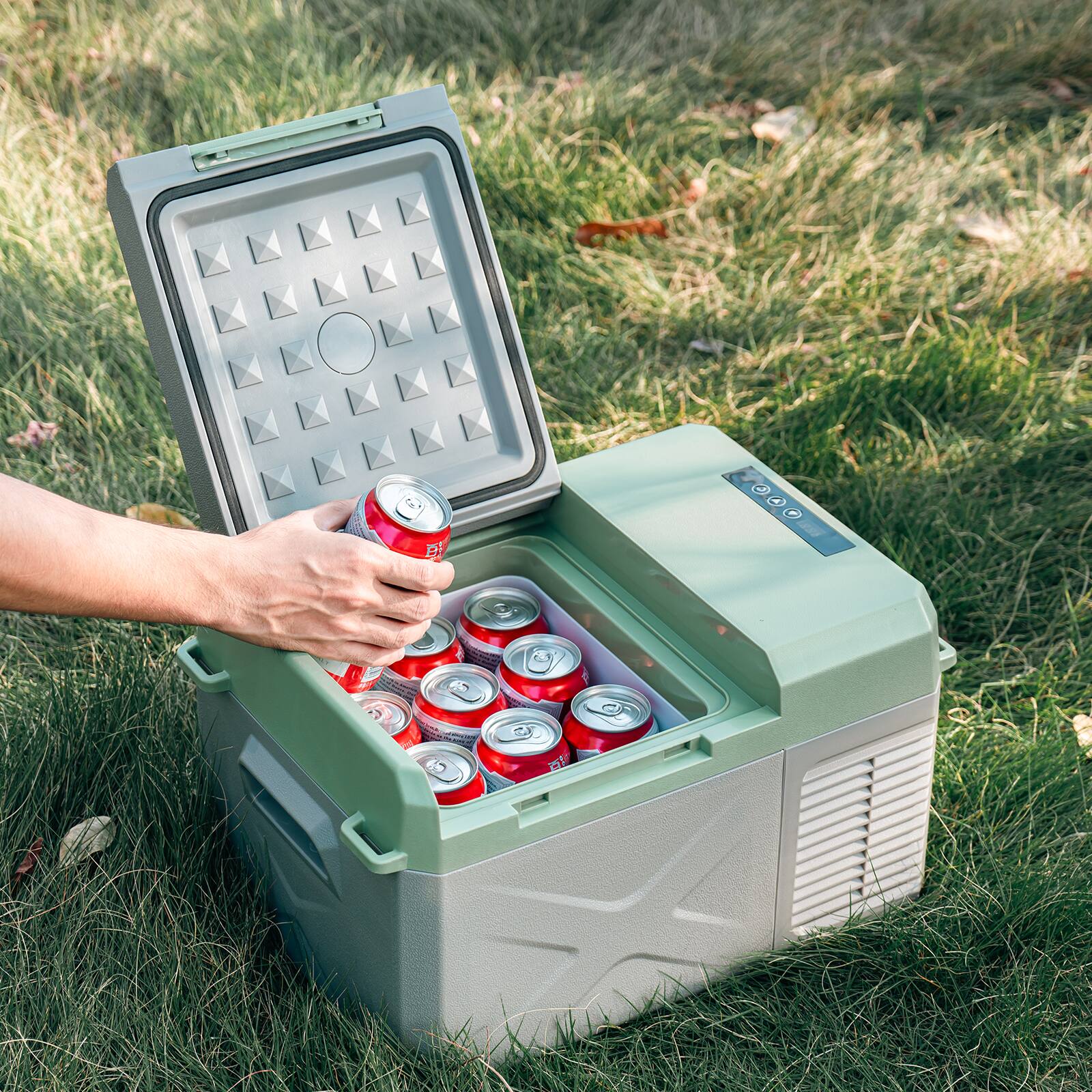 Alt View 3. Alpicool - Single zone DC compressor refrigerator - Grey&Green.