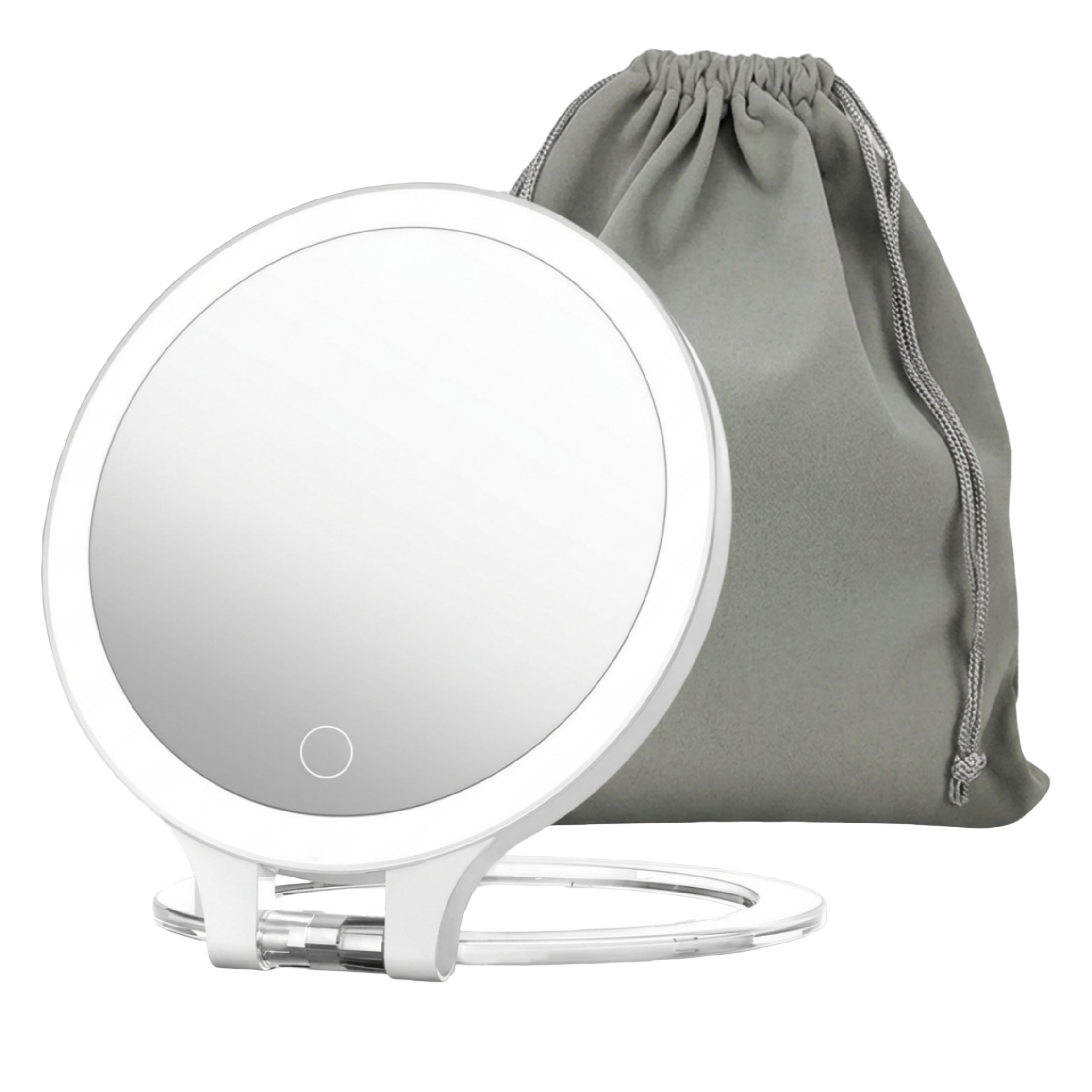 FASCINATE - Rechargeable Lighted Makeup Mirror with Travel Bag - White