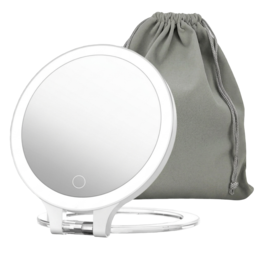 FASCINATE - Rechargeable Lighted Makeup Mirror with Travel Bag - White