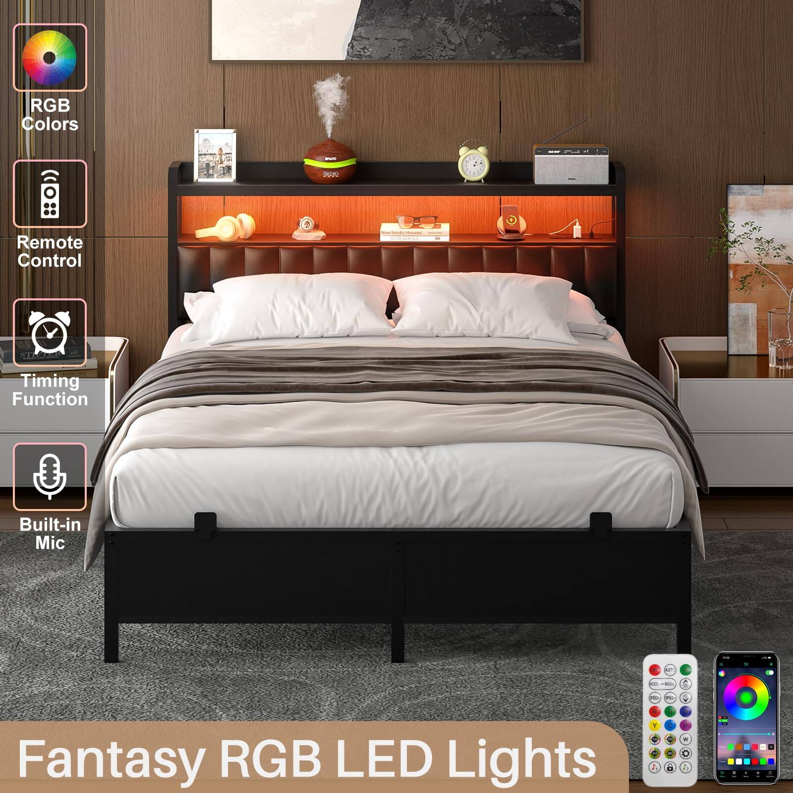 RGB Colors - AN Remote Control Timing Function Built-in Mic - - - Fantasy RGB LED Lights