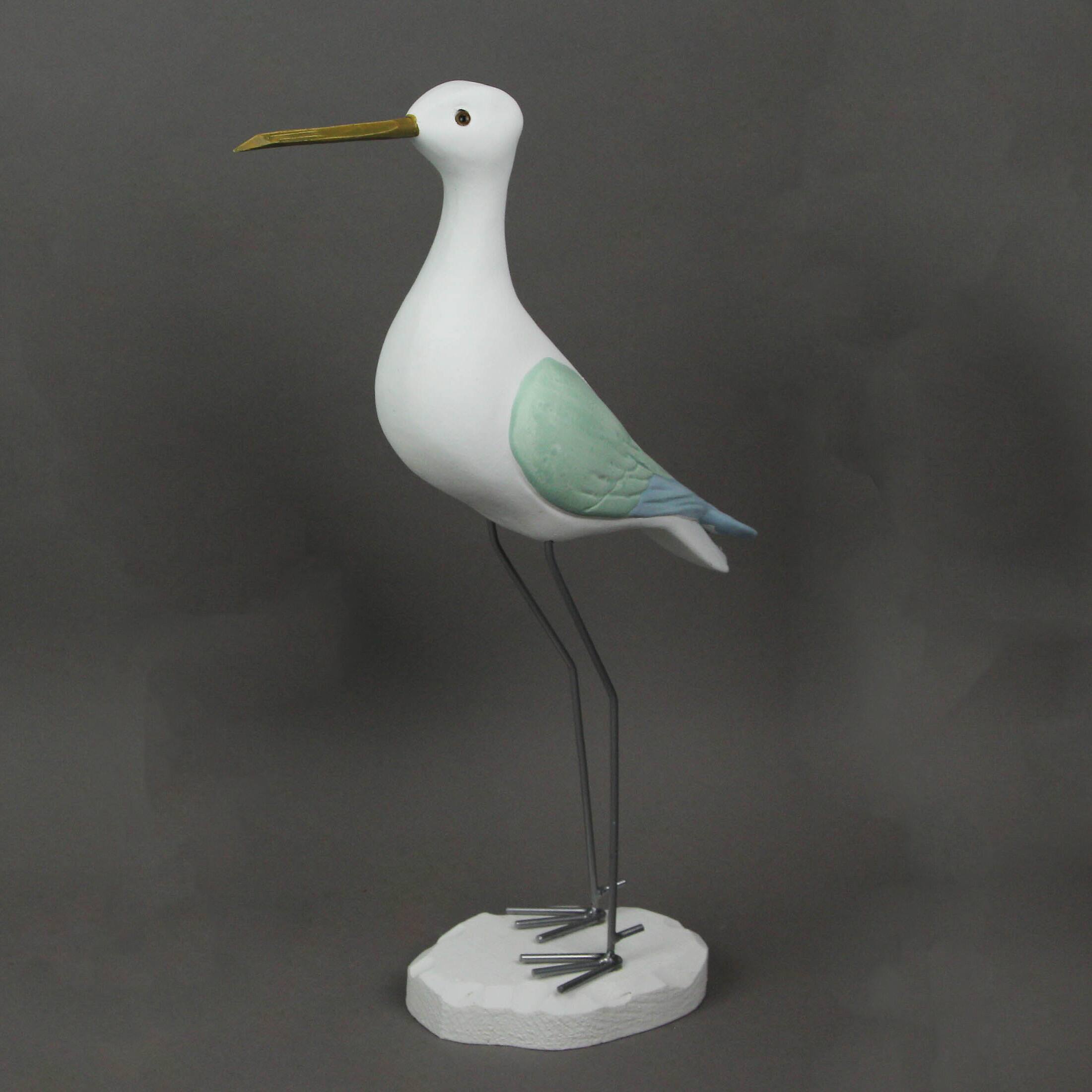 Alt View 1. Fancy That - 16 Inch High Hand Carved White Painted Wood Bird Statue Home Coastal Decor Sculpture - White.