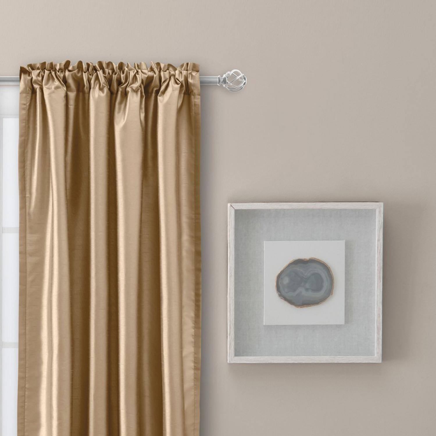 Angle. Ellis Curtain - Ellis Curtain Luna Faux-Silk Rod Pocket/Back Tab Tailored Pairs - 100x63" Taupe - Taupe.