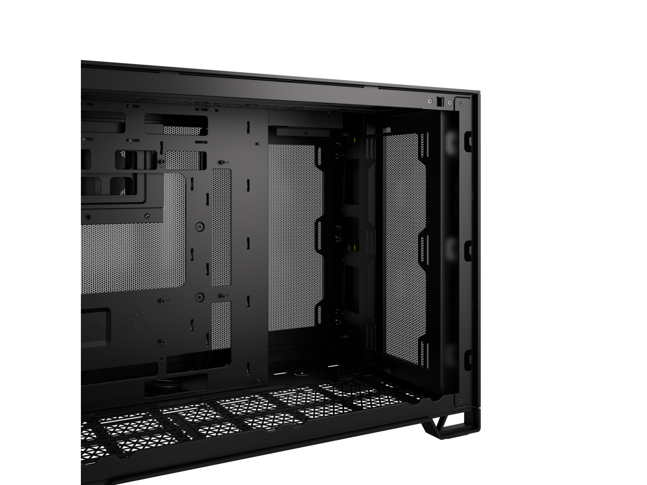 Alt View 7. CORSAIR - CORSAIR 2500D AIRFLOW Micro ATX Dual Chamber Case – Full Mesh Panels – 11x 120mm Fans – 4x AIO Radiator Mounts - Black.