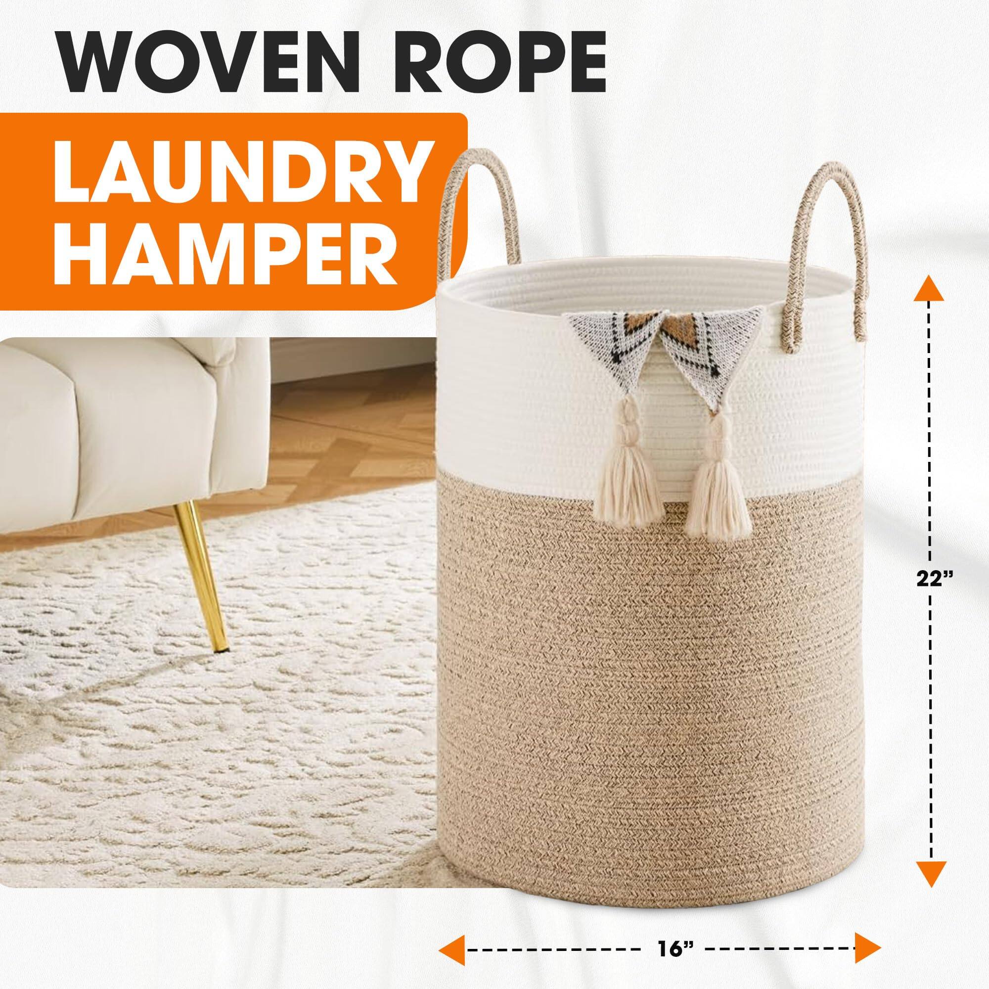 WOVEN ROPE LAUNDRY HAMPER

22"  
16"