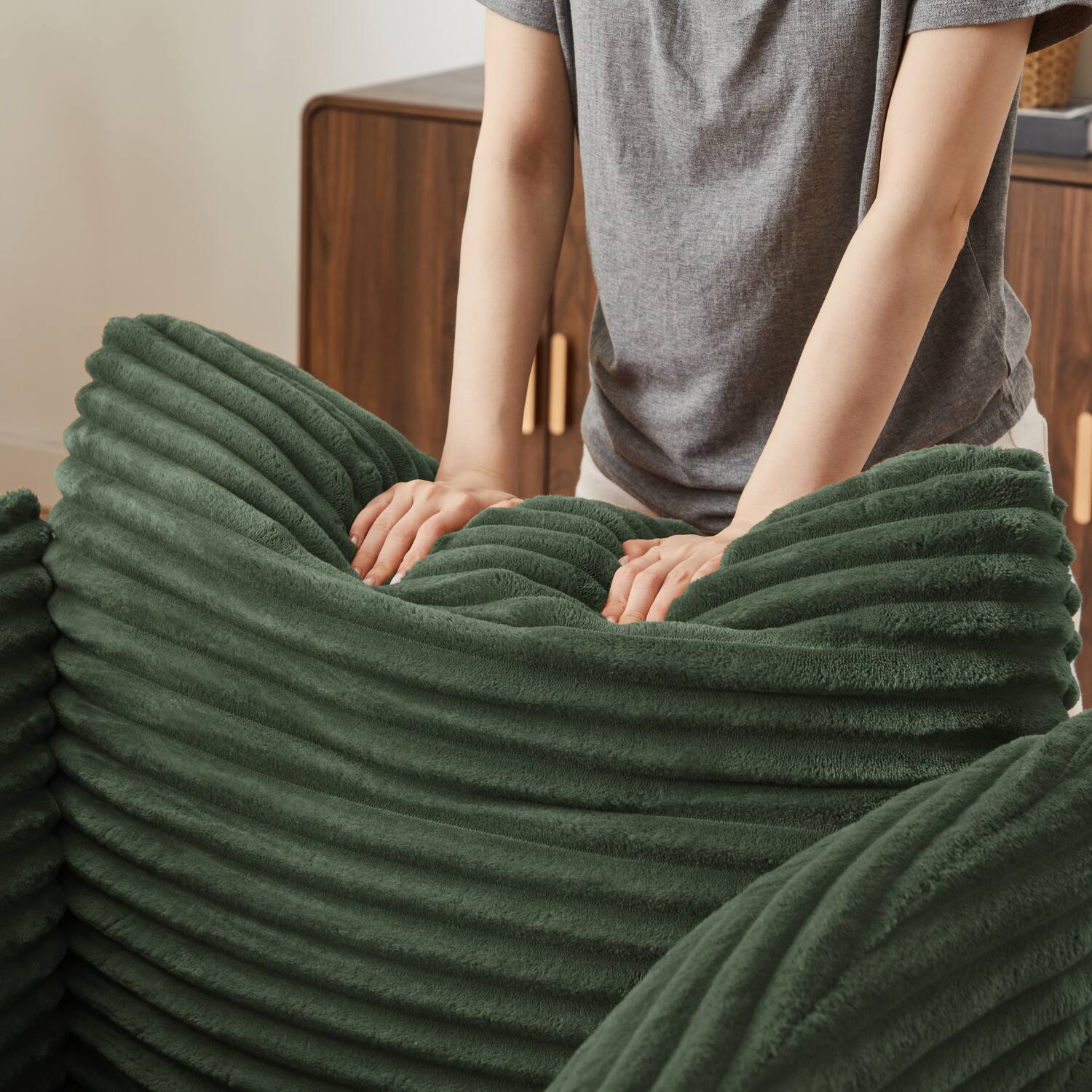 Alt View 6. Z-Edge - Corduroy sleeper sofa couch, no assembly needed. Perfect for Living Room/Dorm/Apartment - Green - Green.