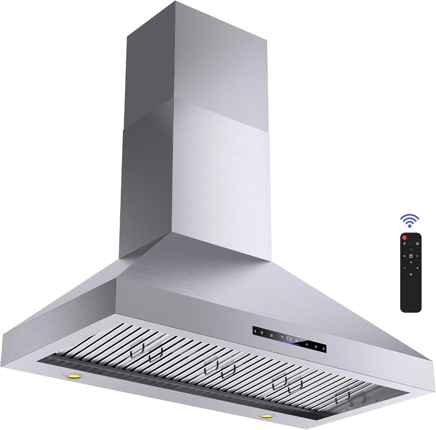 Front. COWLOWN - 48in Wall Mount Range Hood 1200 CFM Stainless Steel 4 Speed Gesture Touch Control - Stainless Steel.
