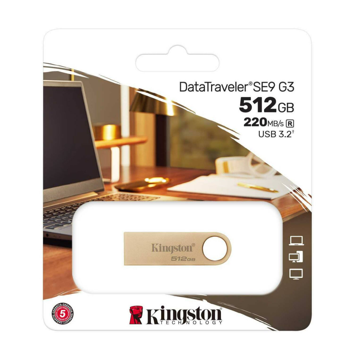 DataTraveler SE9 G3  
512GB  
220MB/s  
USB 3.2  

Kingston  
512GB  

Kingston Technology