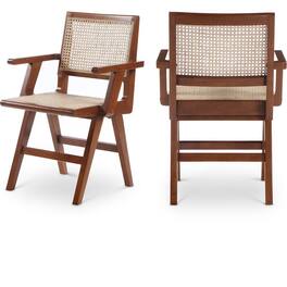 Meridian Furniture - Preston Walnut Wood Dining Arm Chair, Set of 2 - Brown