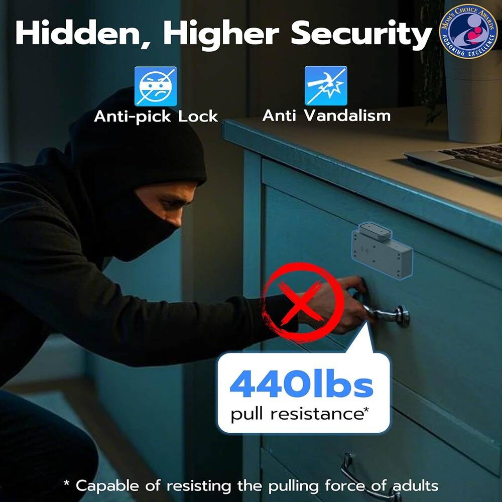 Hidden, Higher Security

Anti-pick Lock

Anti Vandalism

440lbs pull resistance*

*Capable of resisting the pulling force of adults