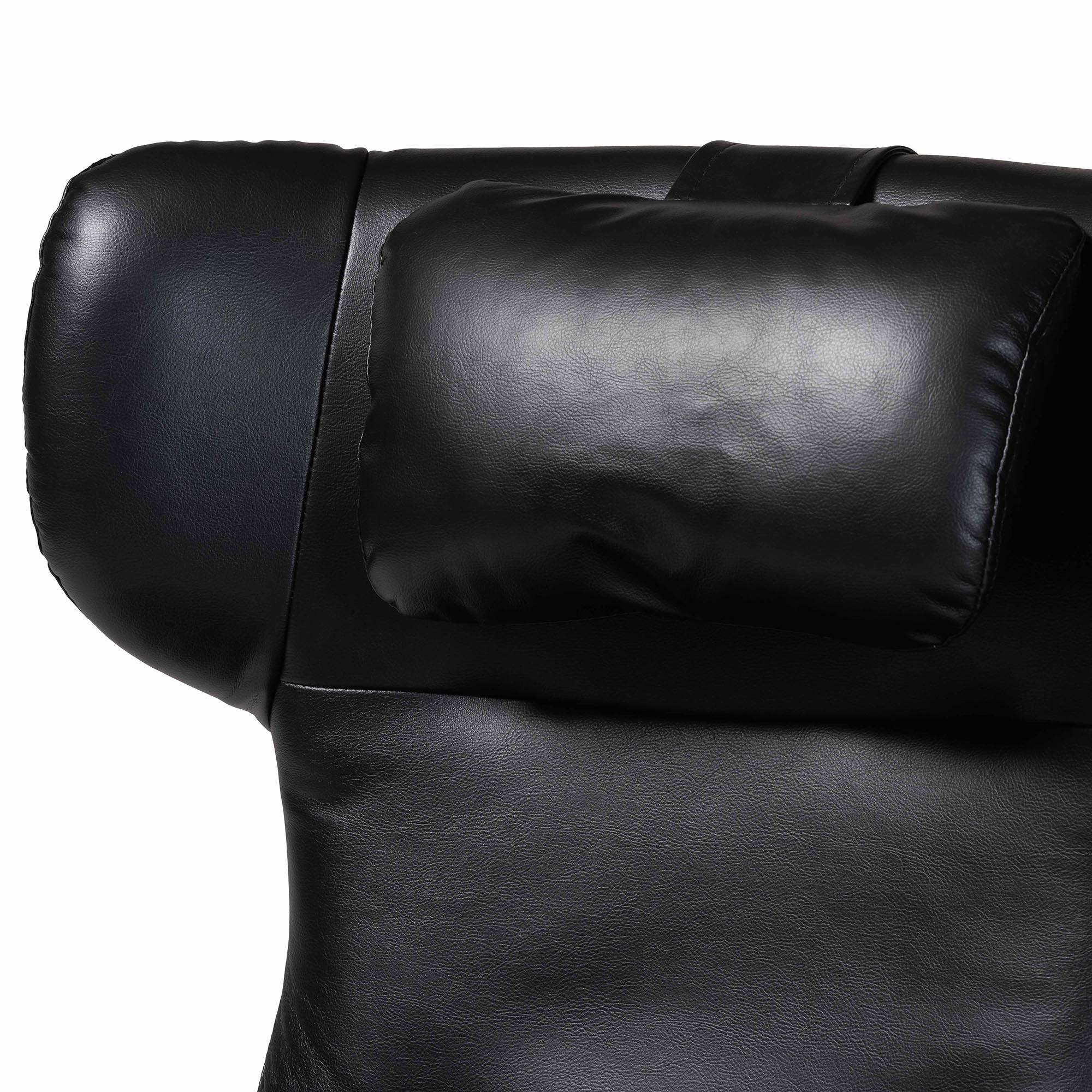 Alt View 4. Baxton Studio - Elwood Modern Faux Leather 2-Piece Lounge Chair and Footrest Set - Black.